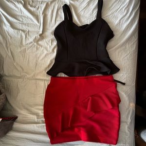 Free with purchase!! Bluenotes cherry red mini skirt and black corset
